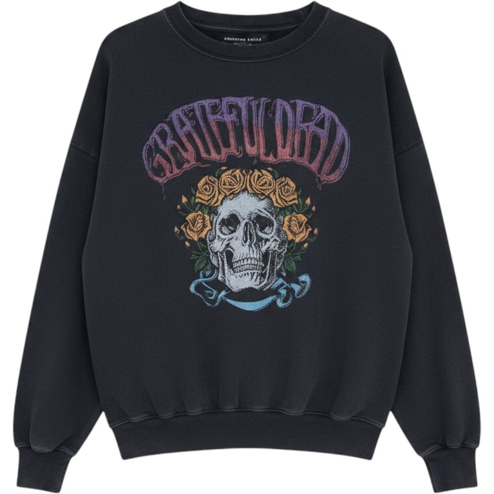 American Eagle Grateful Dead Skull Roses Graphic Sweatshirt Medium Oversize - Picture 1 of 6